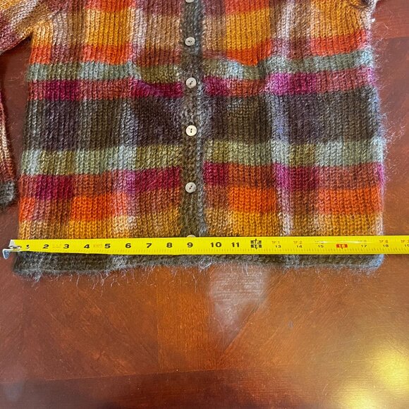 Talbots Hand Knit Striped Cardigan Sweater S Multicolor mohair Button Front - Picture 8 of 10